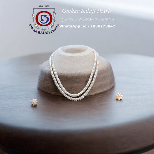 Royal - 2 layer Corn white pearls With Flower Studs