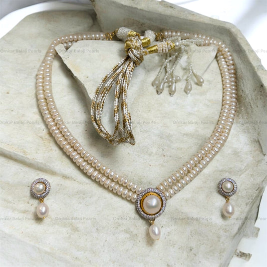 Statement Double layer Pearls set