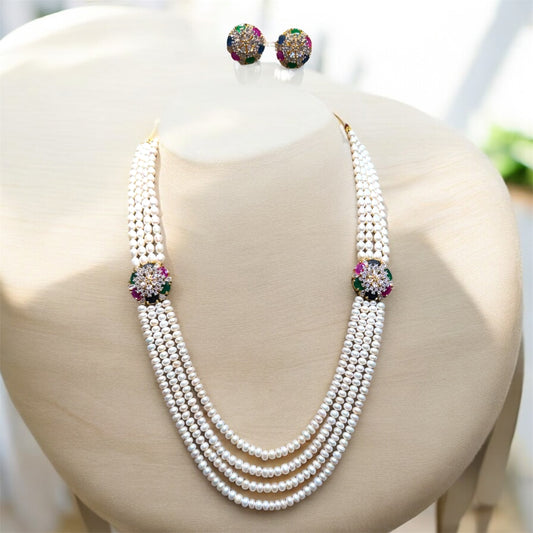 Exclusive Multi color Side Piece Of Real Pearls