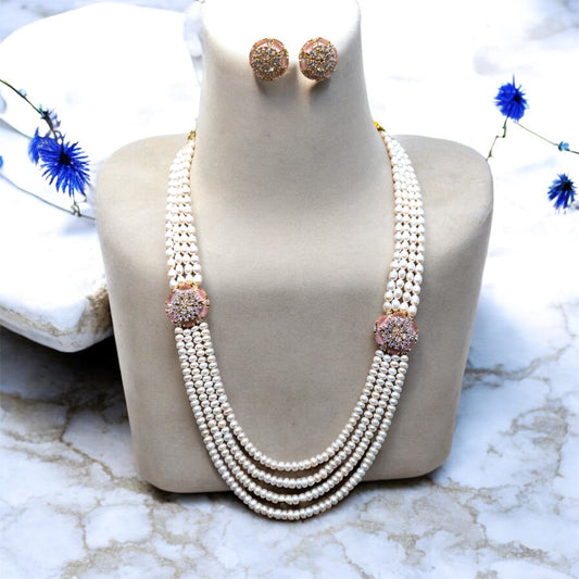 Exclusive Rose Pink color Side Piece Of Real Pearls