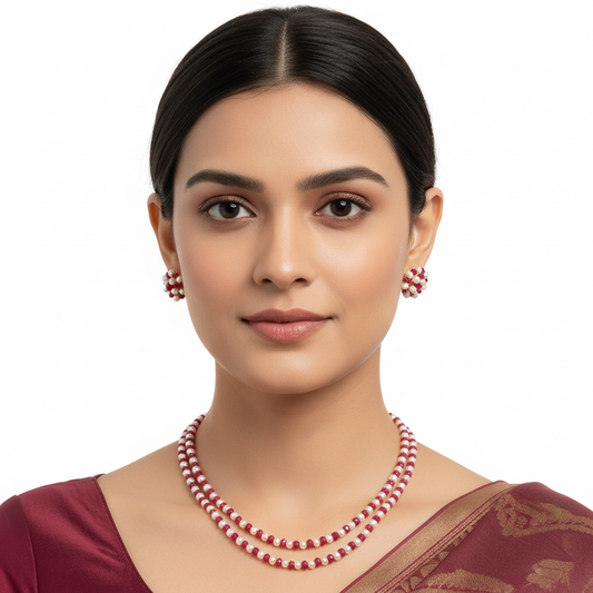 Natural Ruby & Pearls Set