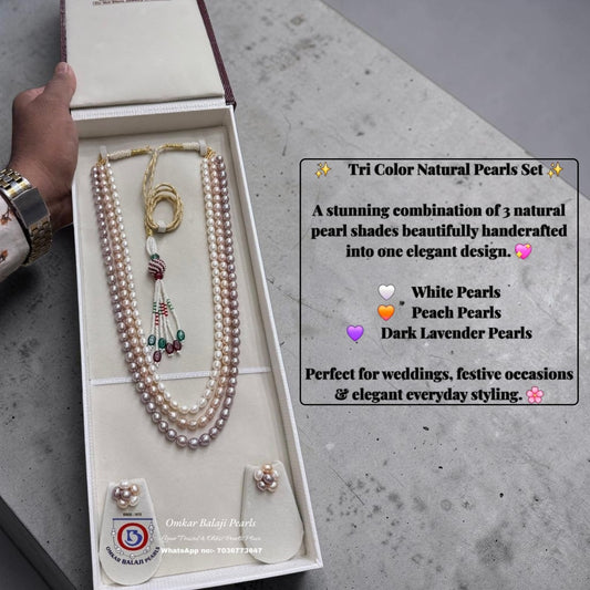 ✨ Tri Color Natural Pearls Set ✨
