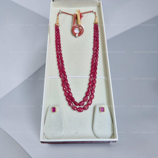 Exclusive 2-Line Ruby Necklace Set