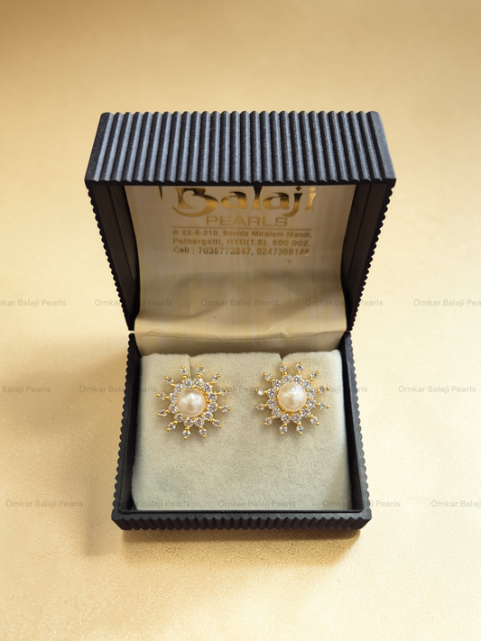 Sun Shaped Pearls Studs