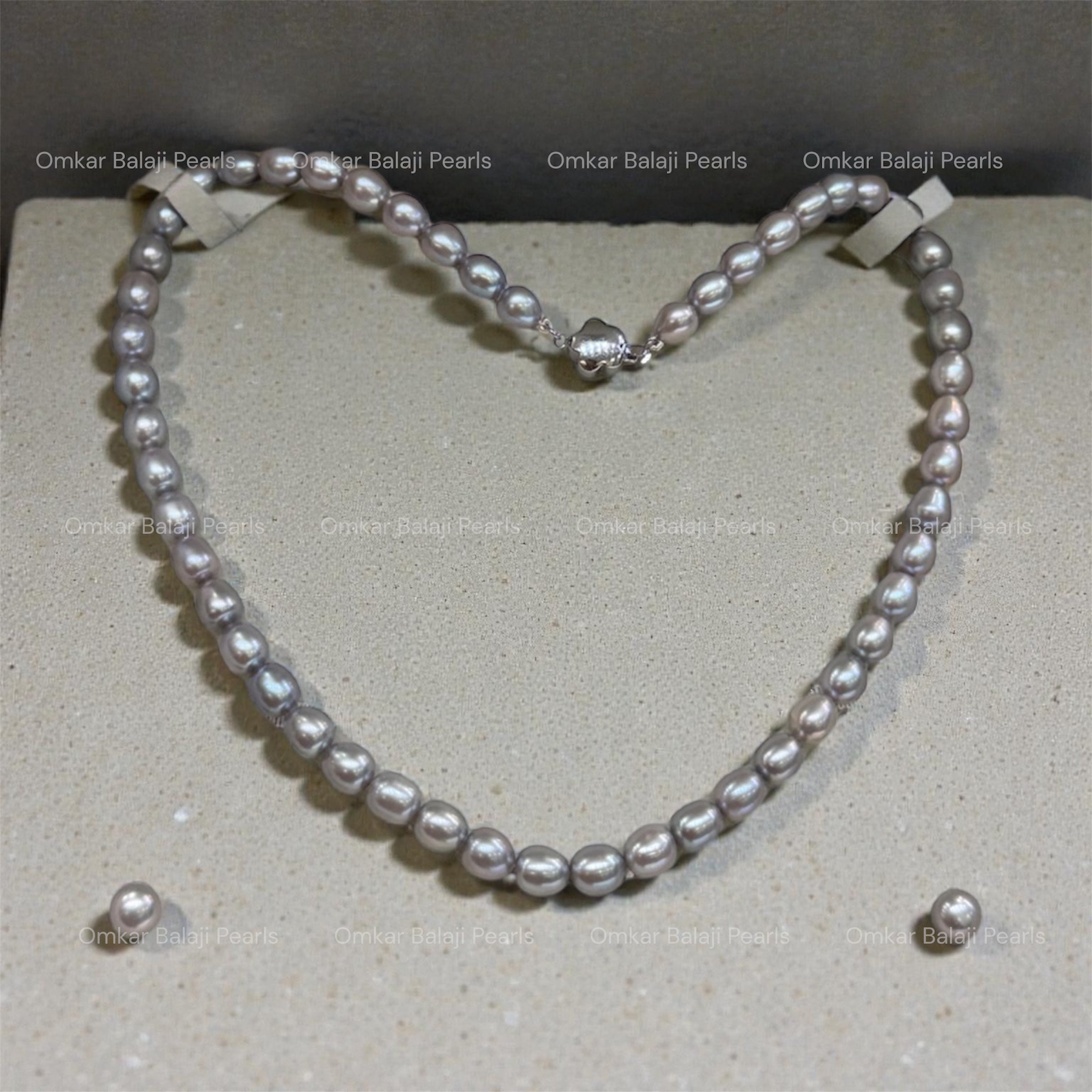 Ash Grey Pearls Set (Oval Shape)