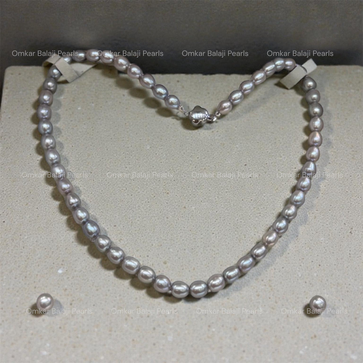 Ash Grey Pearls Set (Oval Shape)