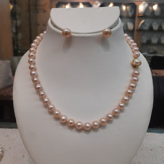 8mm Pink Round Pearls