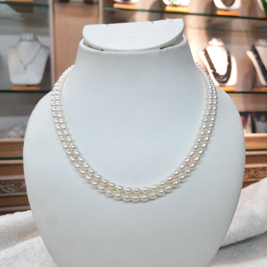Double Layer Oval Pearls Set