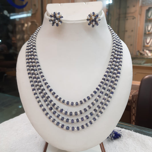 Natural Blue Sapphire & Pearls combination set