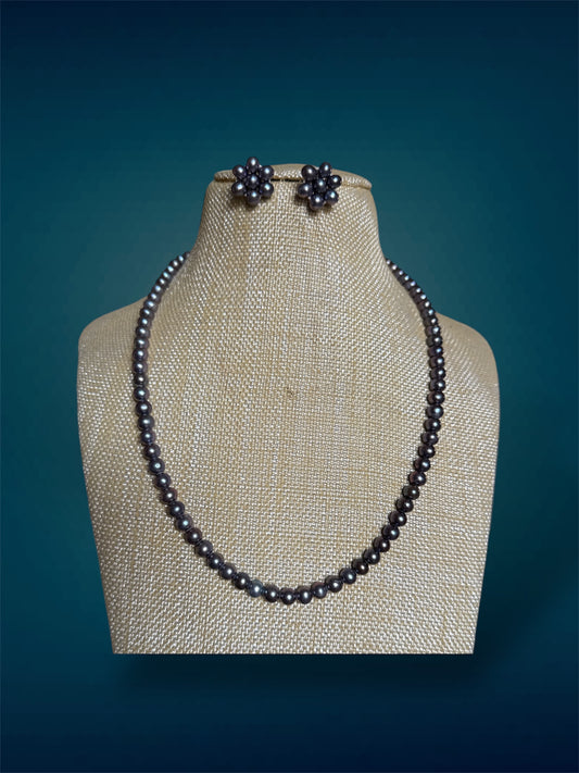 Grey1 Layers With Flower Earrings