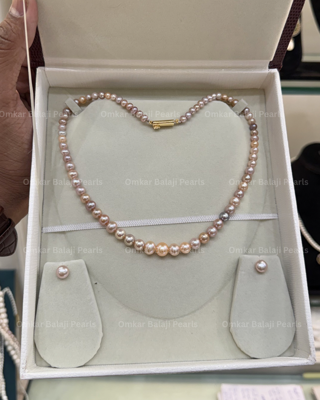 Mixed Pink Shade Pearl Necklace
