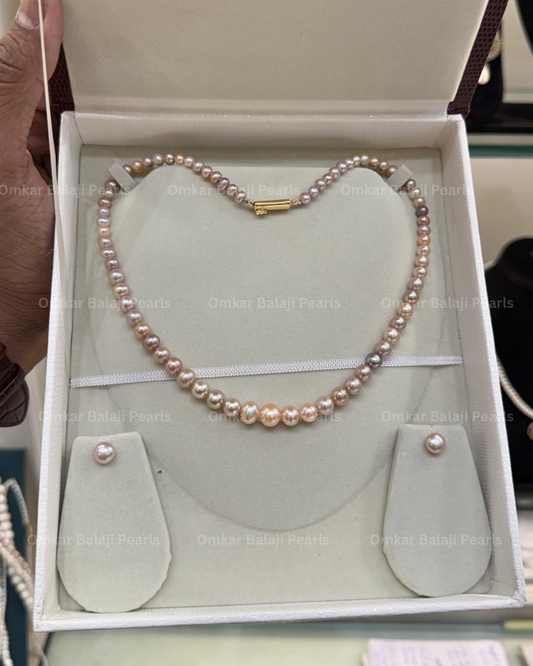 Mixed Pink Shade Pearl Necklace