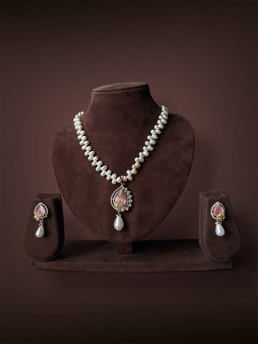 Flower Pearls Set Rose Pink
