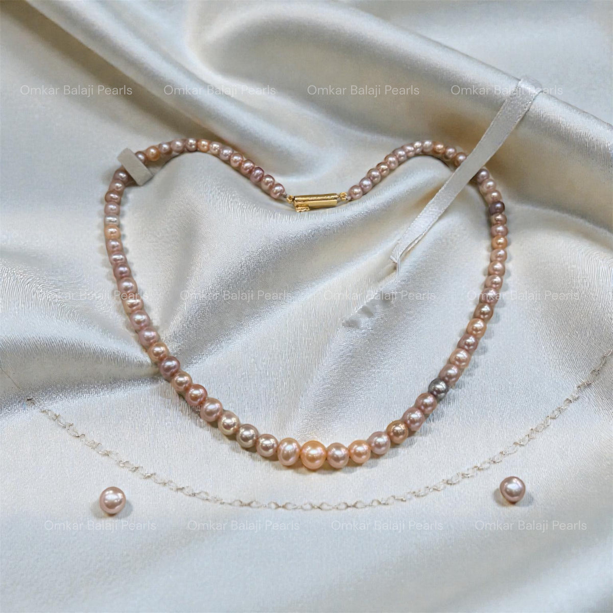 Mixed Pink Shade Pearl Necklace