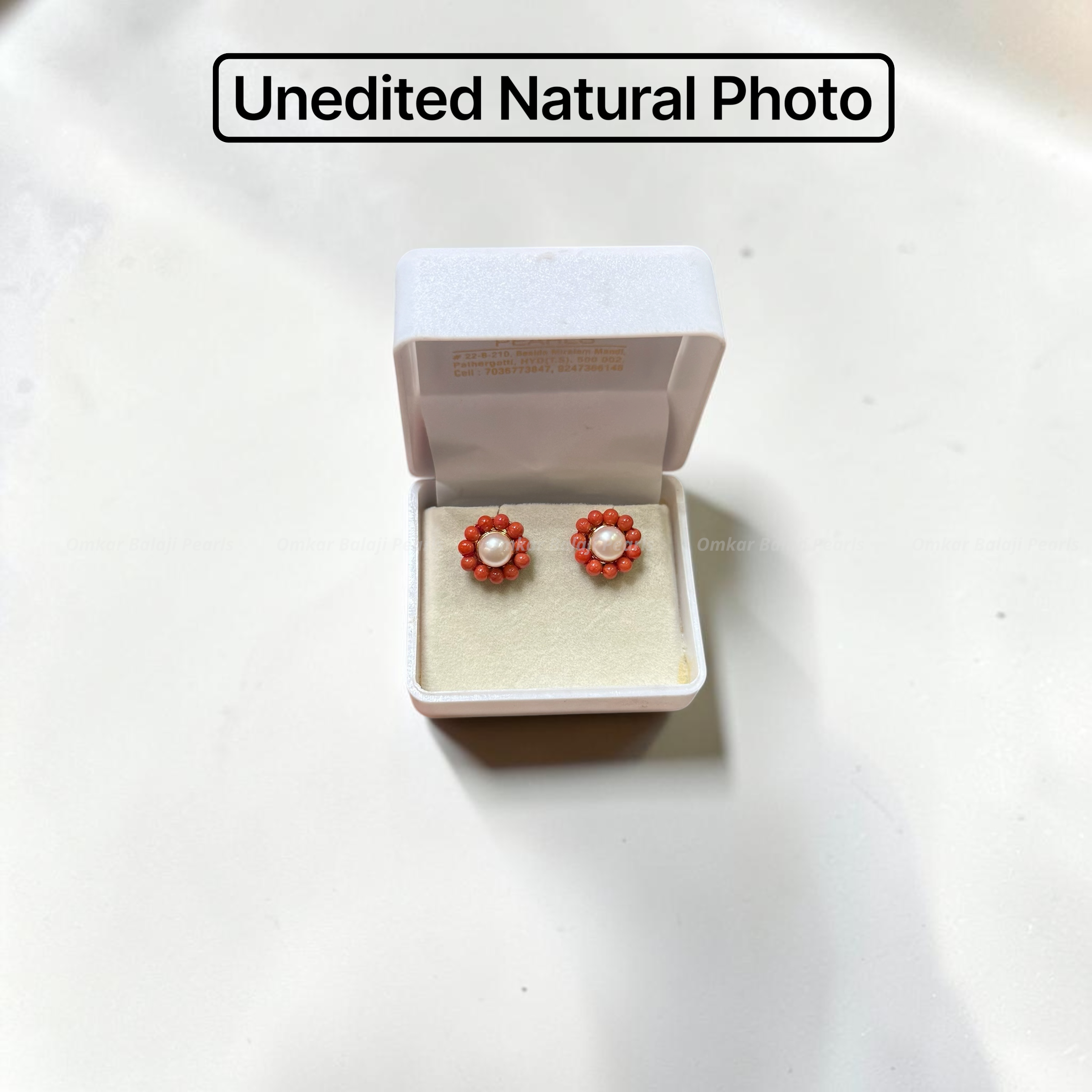 🌺 Real Taiwan Coral & Natural Pearl Stud Earrings 🌺