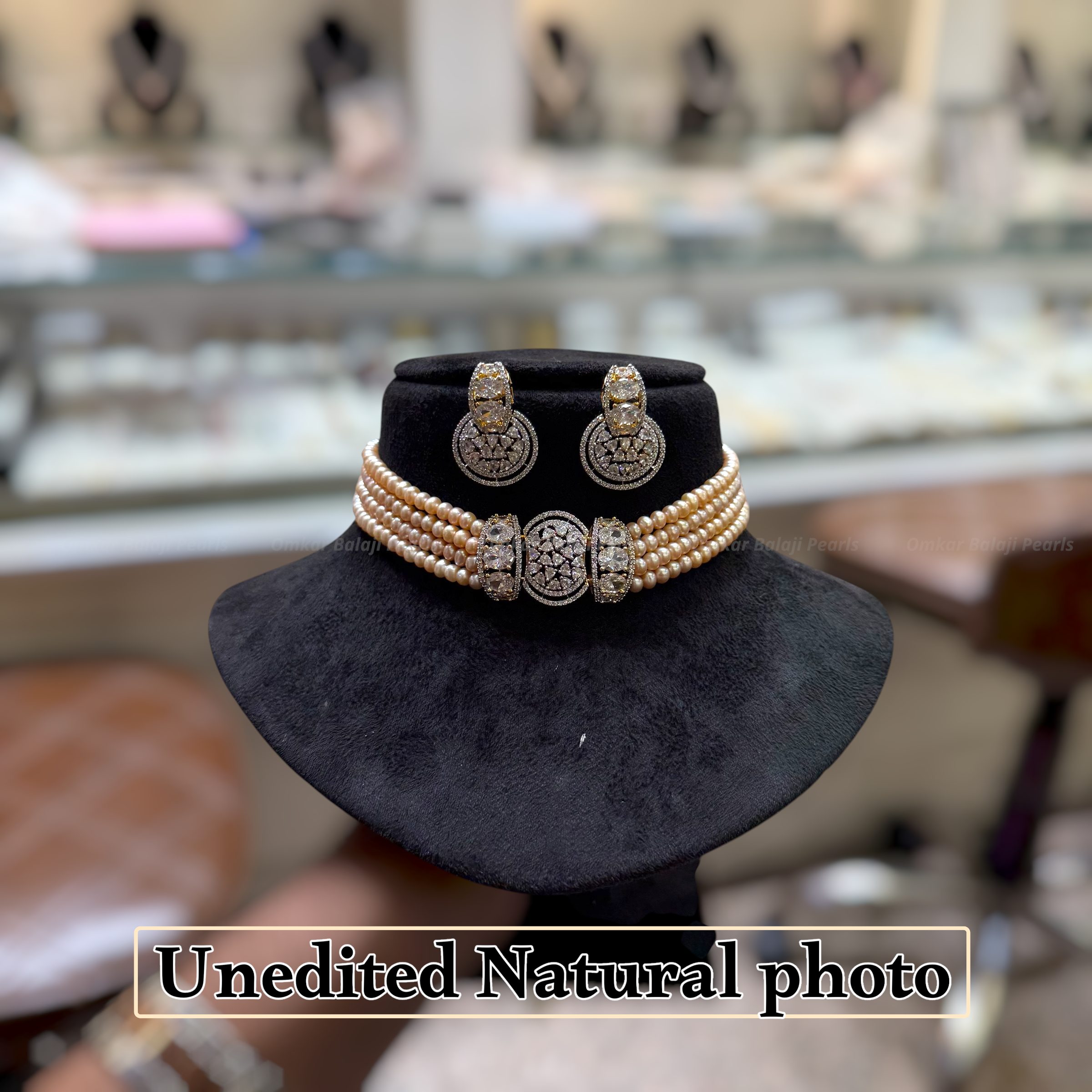 Natural Peach Pearl Choker Set 🌸