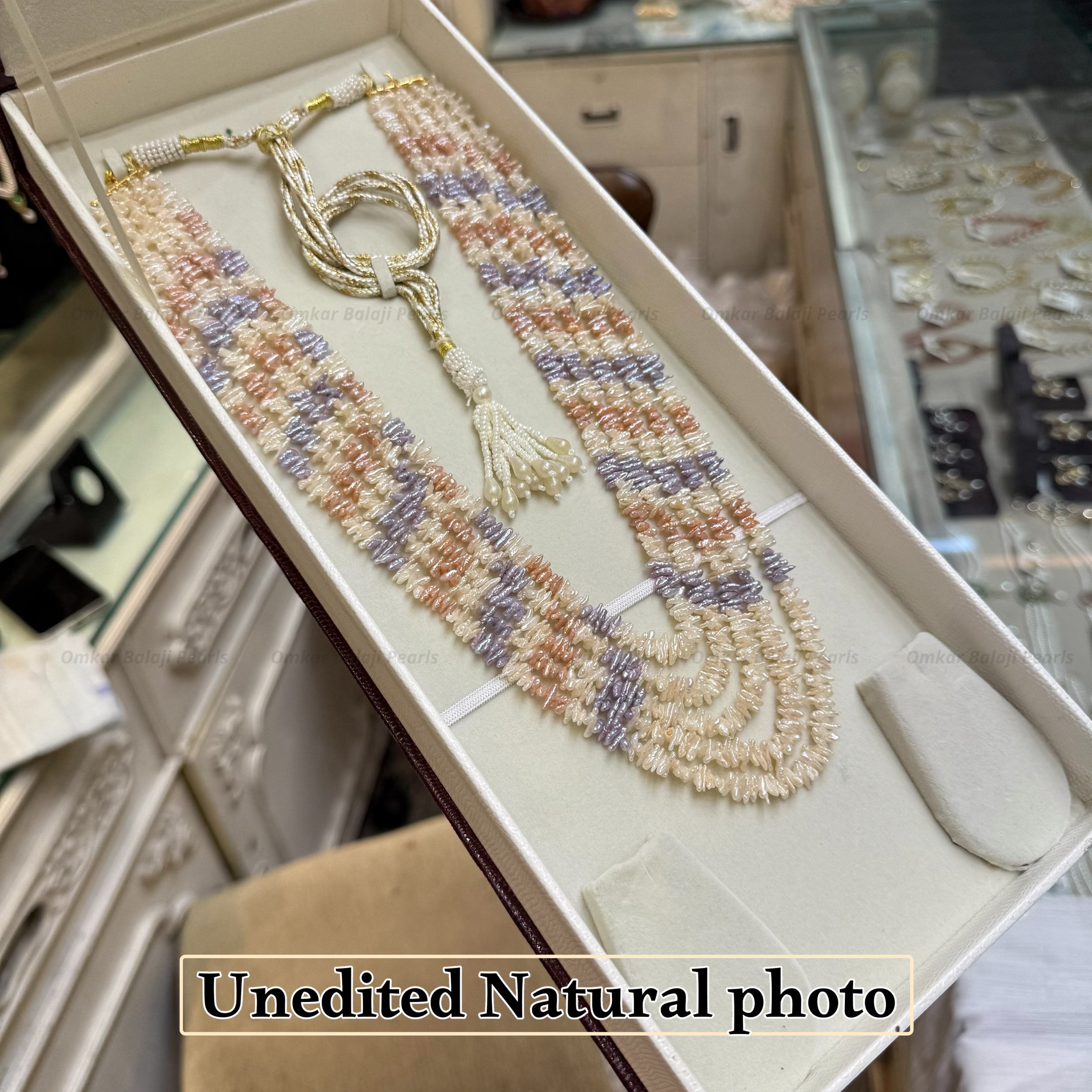 Rare Cornflake Baroque Pearl 5-Layer Mala