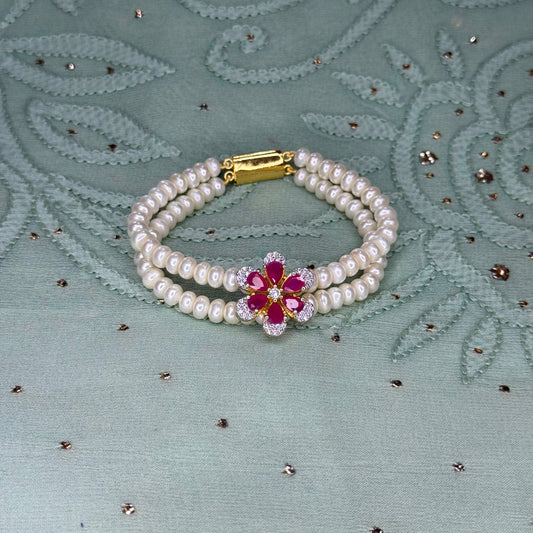 Flower Red 2 Layer Braclet