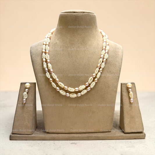2-Line Hand-Woven Pearl Mala Set