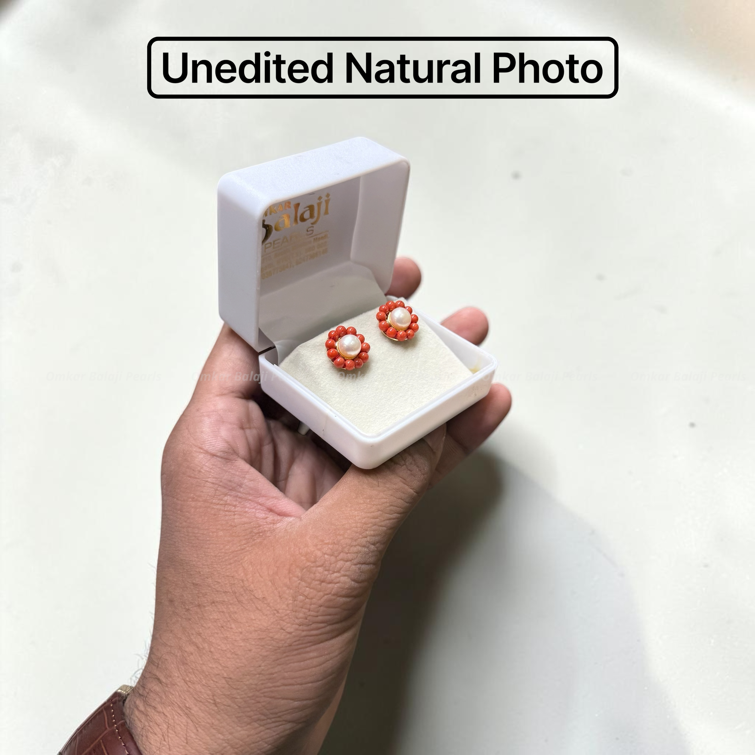 🌺 Real Taiwan Coral & Natural Pearl Stud Earrings 🌺