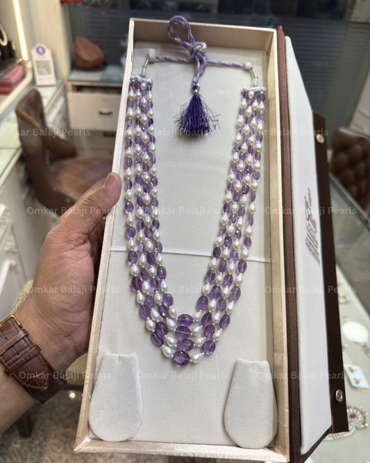 Real Amethyst & Real Pearls set