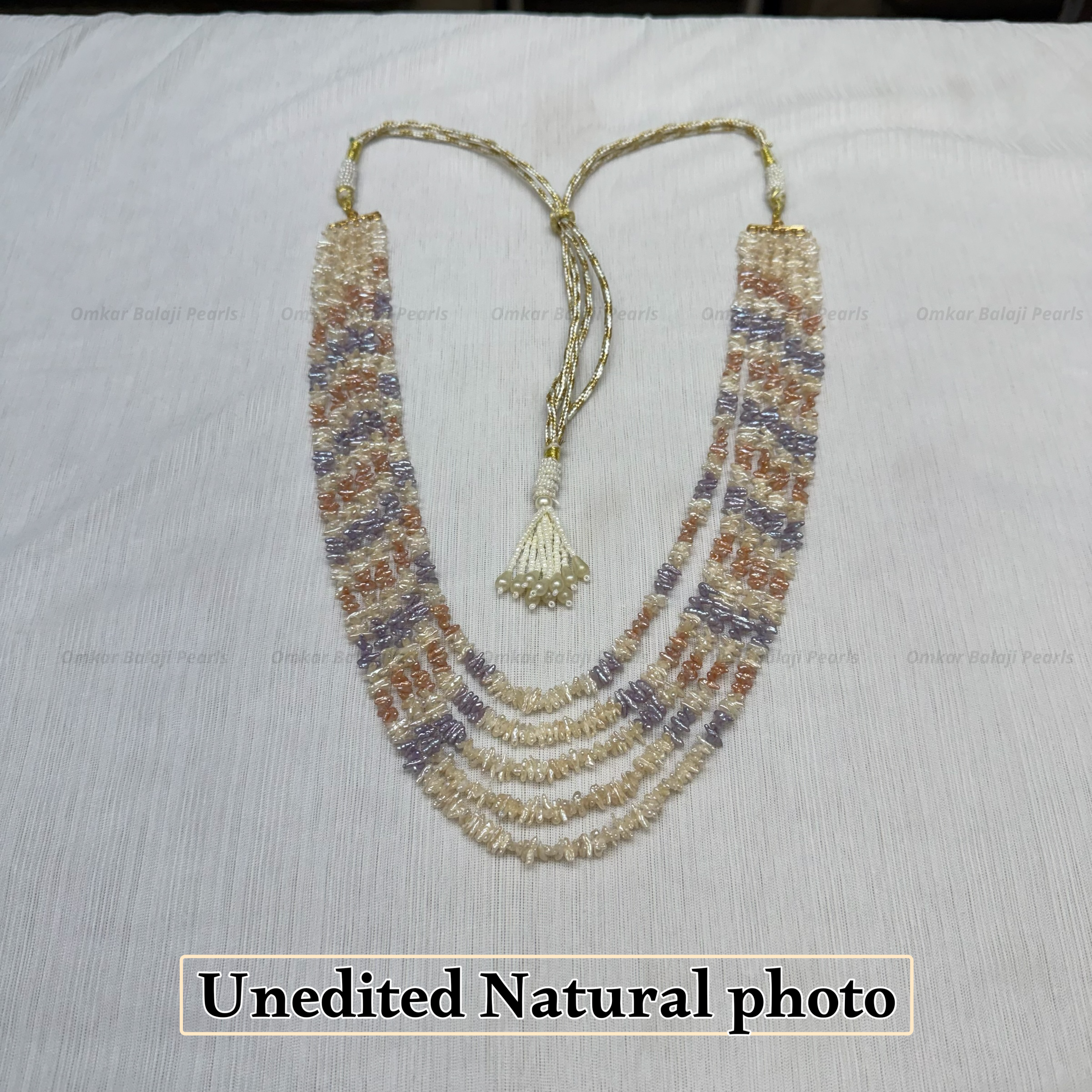 Rare Cornflake Baroque Pearl 5-Layer Mala