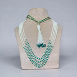 Exquisite Multi-Layer Real Pearl & Real Beryl Emerald Statement Mala