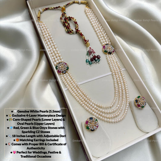 ✨ Exclusive Masterpiece – Real Pearl Multi-Layer Necklace Set ✨