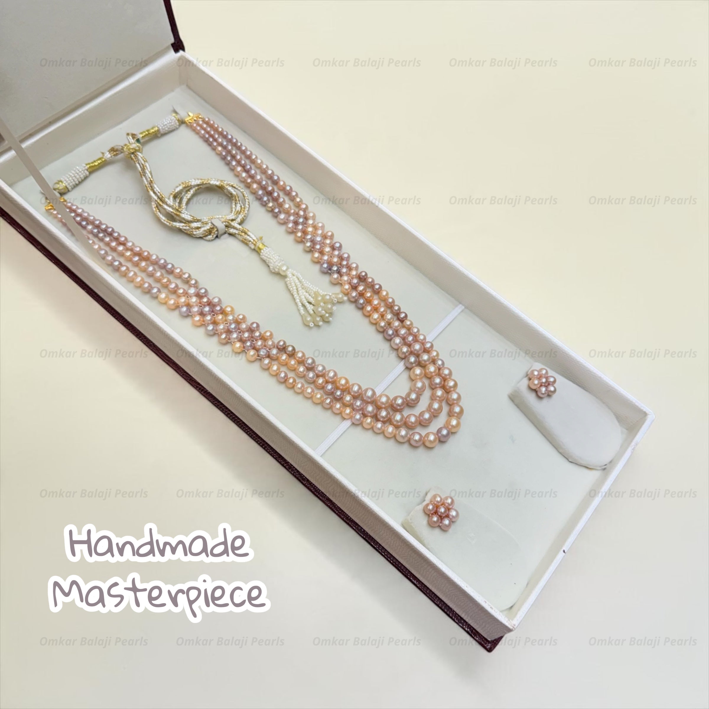 Handcrafted Gradation Pink Real Pearl Mala – Natural Shades