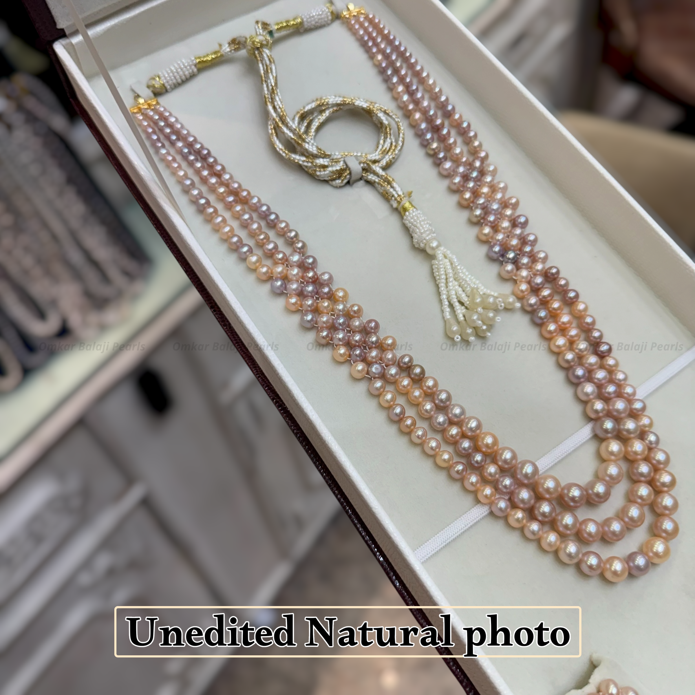 Handcrafted Gradation Pink Real Pearl Mala – Natural Shades
