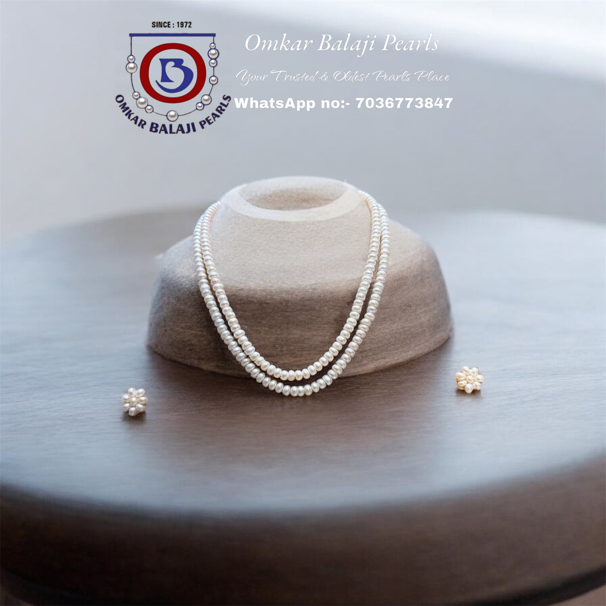 Royal - 2 layer Corn white pearls With Flower Studs