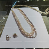 Tri Color oval Pearls Set