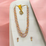 Real Rose Quartz & Golden Pearls Set