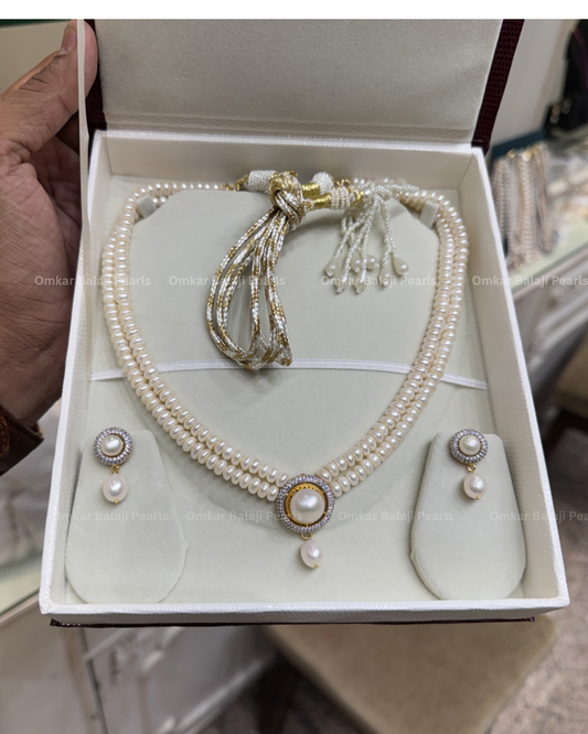Statement Double layer Pearls set