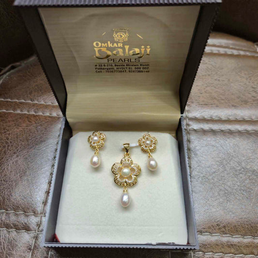 Elegant Locket Set Of Real Pearls