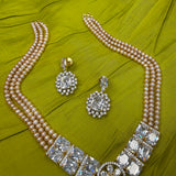 Daimond Style mini Raani Haar pink  Pearls