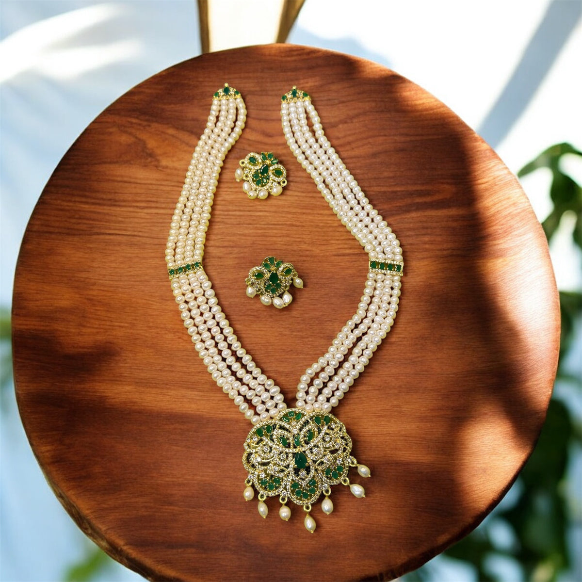 Raani Haar Of Real Pearls [ Green ]