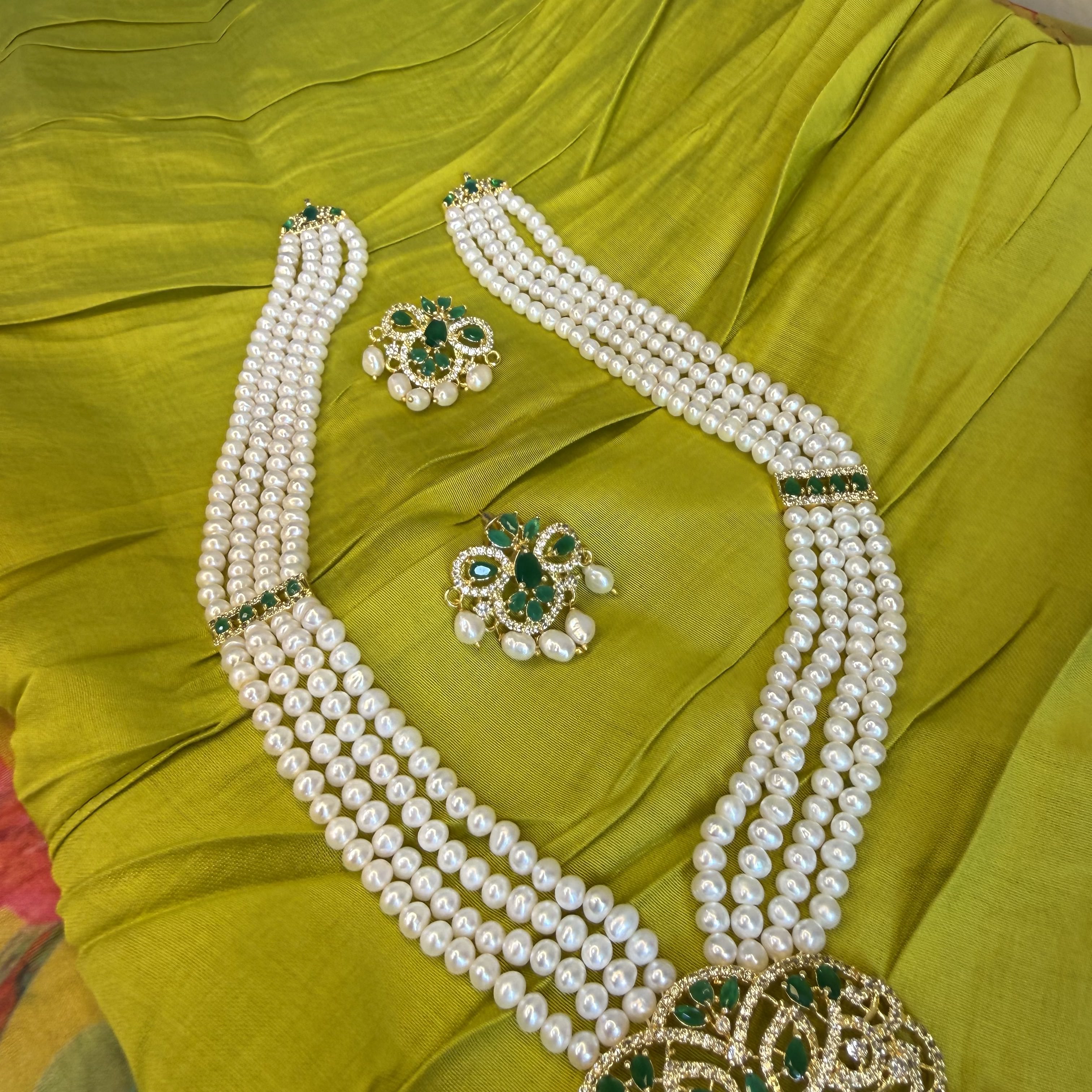 Raani Haar Of Real Pearls [ Green ]