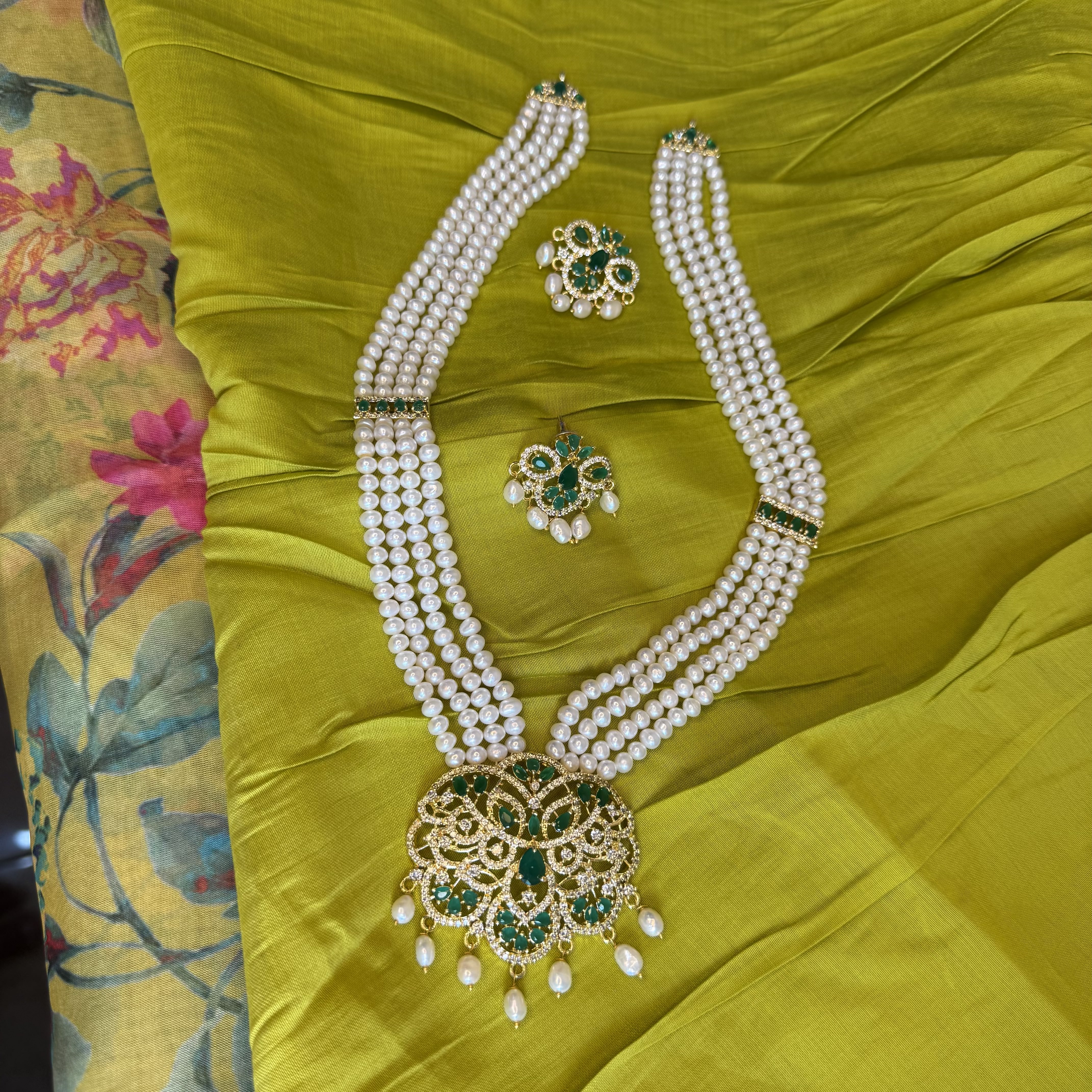 Raani Haar Of Real Pearls [ Green ]
