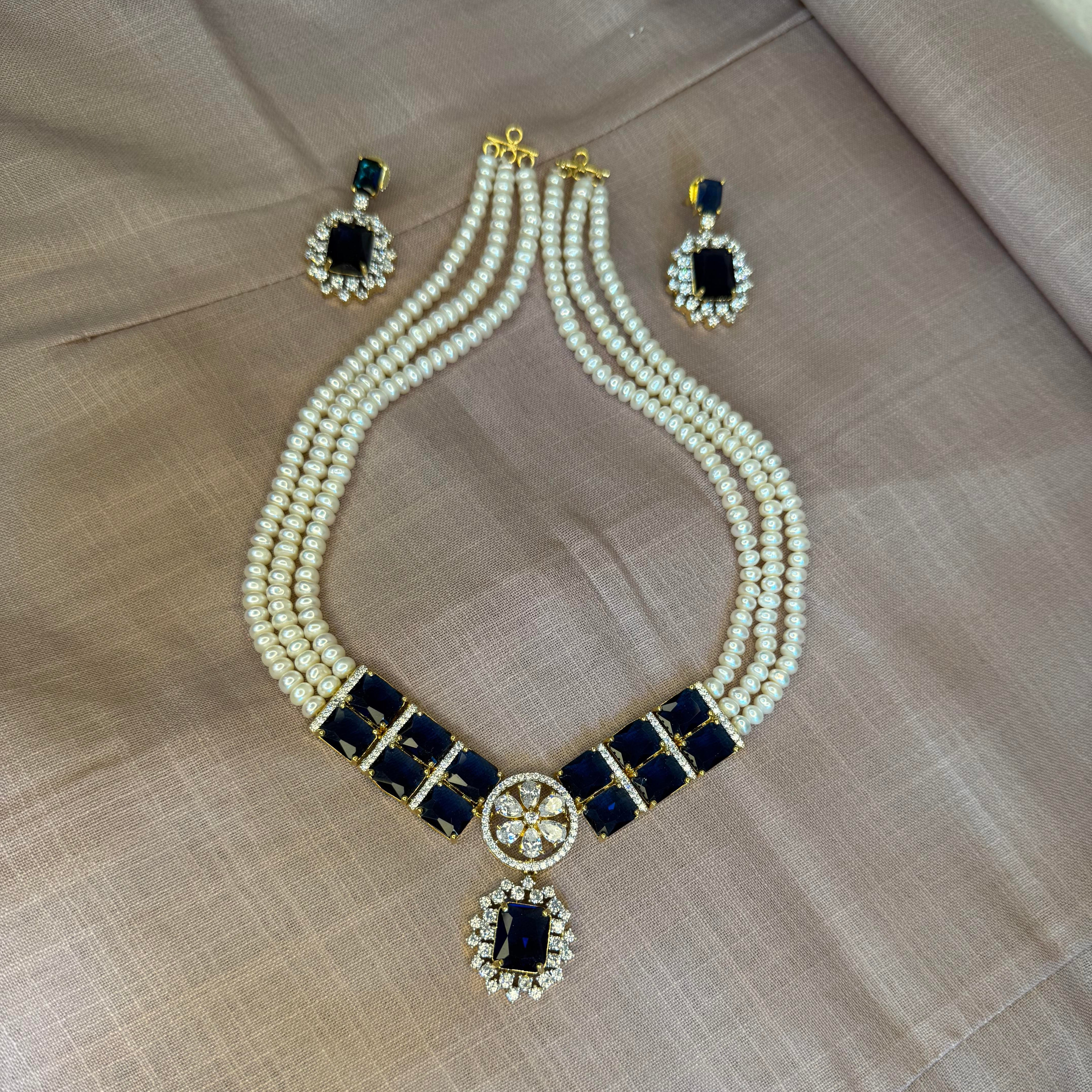 Daimond Style mini Raani Haar [Blue]