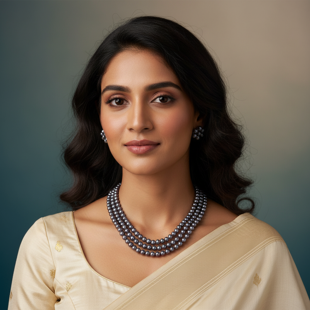 Grey Layers With Flower Earrings 3 Layers