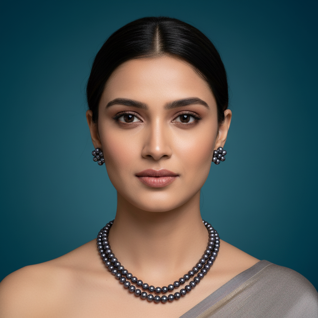 Grey Layers With Flower Earrings 2 Layers