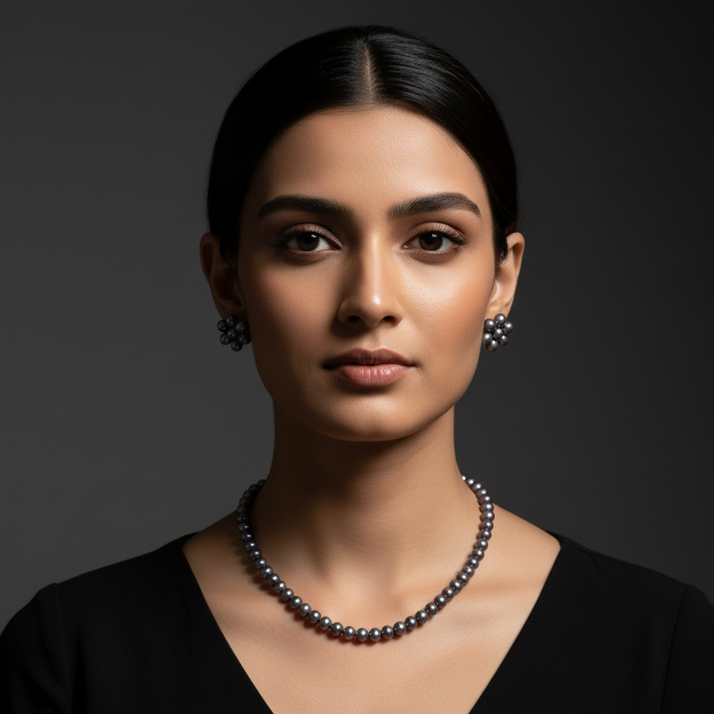 Grey Layers With Flower Earrings Single Layer