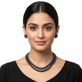 Black Layers With Flower Earrings 2 Layers