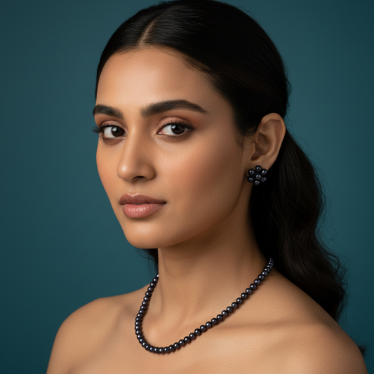 Black Layers With Flower Earrings Single Layer