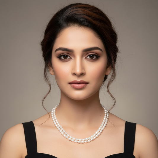 Double Layer Oval Pearls Set