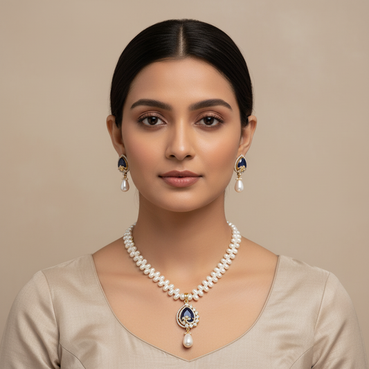 Flower Pearls Set Blue