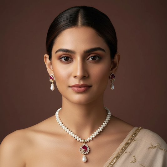 Flower Pearls Set Red