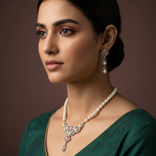 Designer Pearl Set Rose Pink