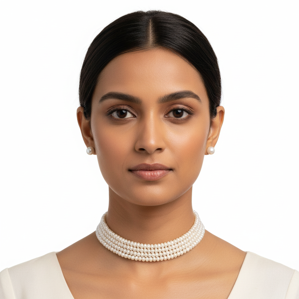 Plain Pearls Choker 4 Layers